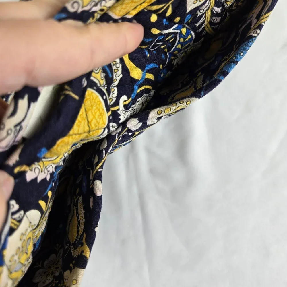 Vera Bradley Cotton Quilted Crossbody Shoulder Bag Floral Elephants Blue Yellow